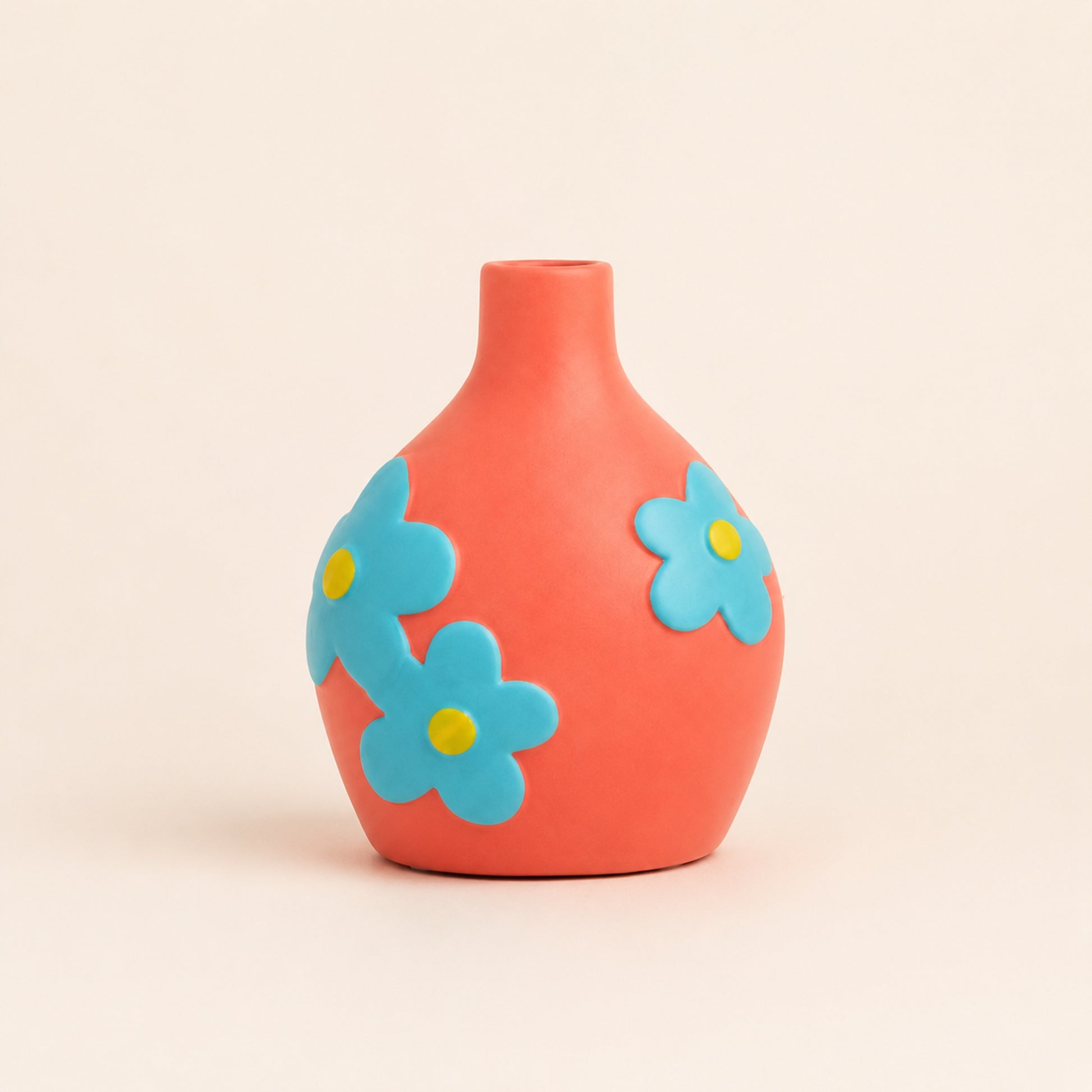 Fresco hand-painted ceramic vase in Pink
