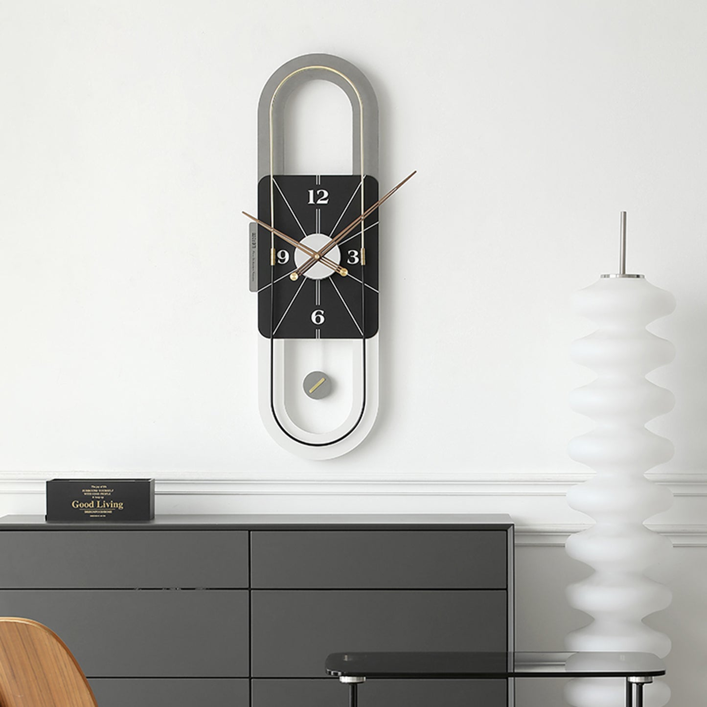 Chronos - Designer Vertical Wall Clock with Pendulum - Style 2