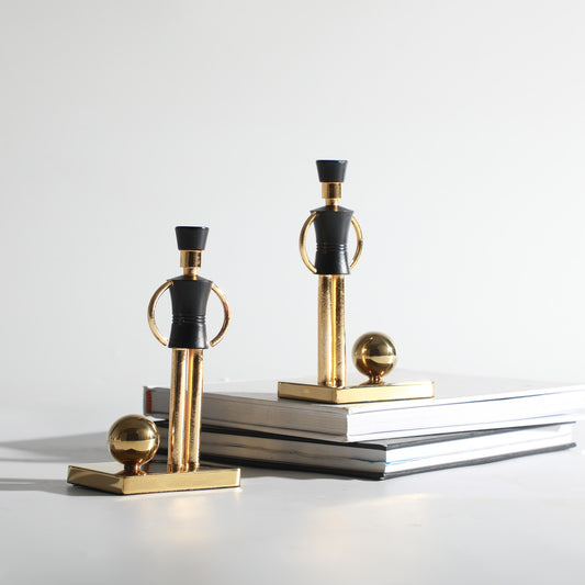 Bookend Chimes of Service: Bellboy Bookend & Table Showpiece - Black & Gold (Set of 2)