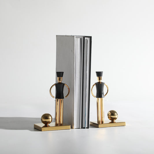 Bookend Chimes of Service: Bellboy Bookend & Table Showpiece - Black & Gold (Set of 2)