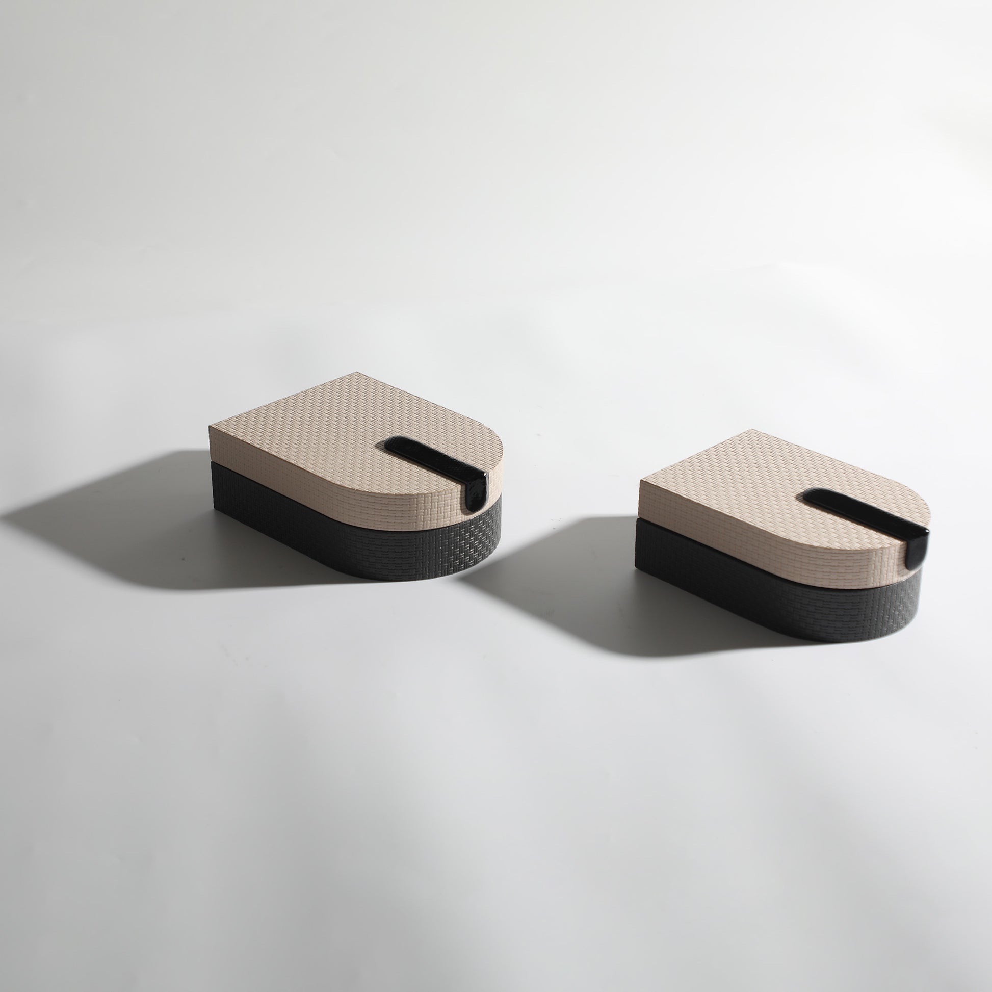Storage Box Harmonic Hues: Leather & MDF Decorative Storage Box (Beige And Grey)