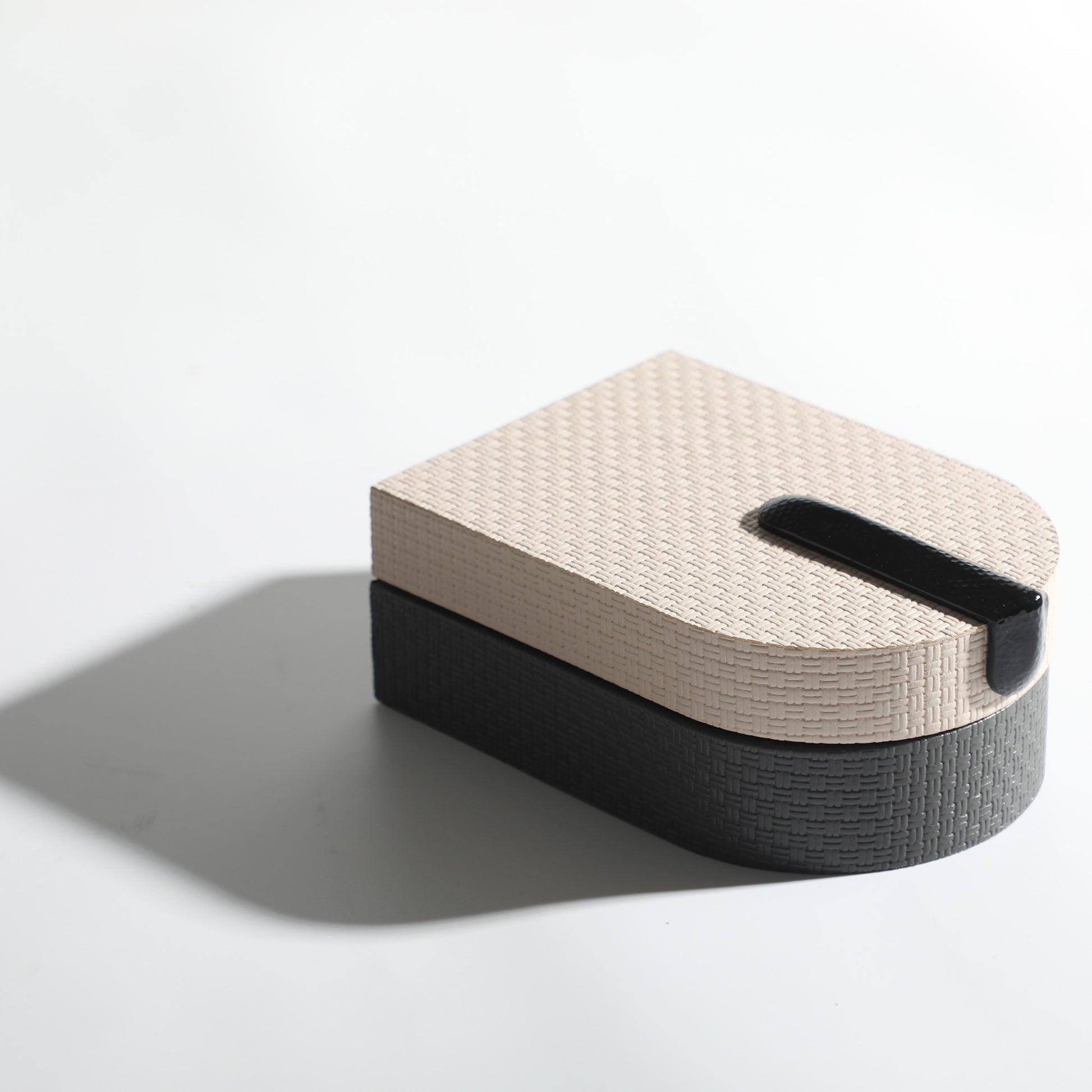 Storage Box Harmonic Hues: Leather & MDF Decorative Storage Box (Beige And Grey)