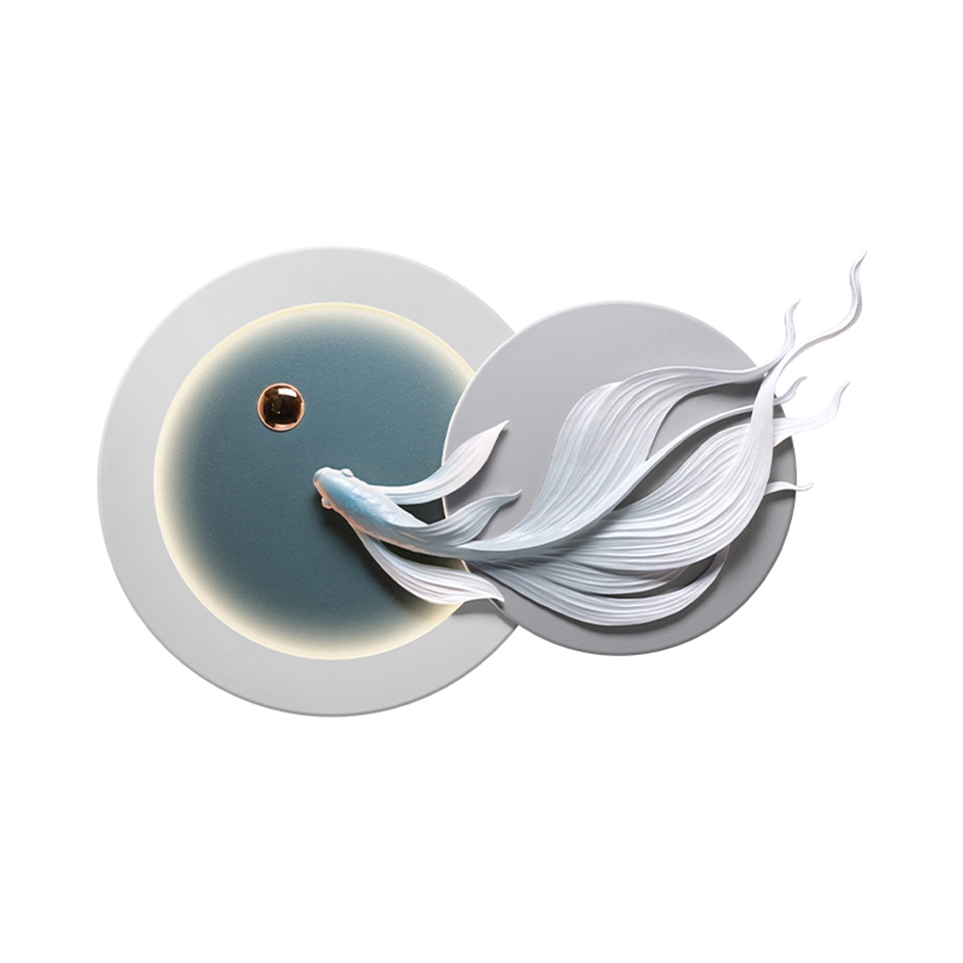 Premium Wall Art of a fish and circular elements with LED design - Flow by La Muse