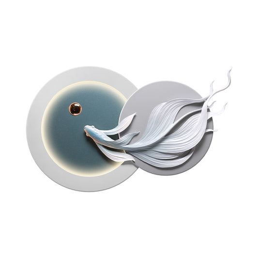 Premium Wall Art of a fish and circular elements with LED design - Flow by La Muse