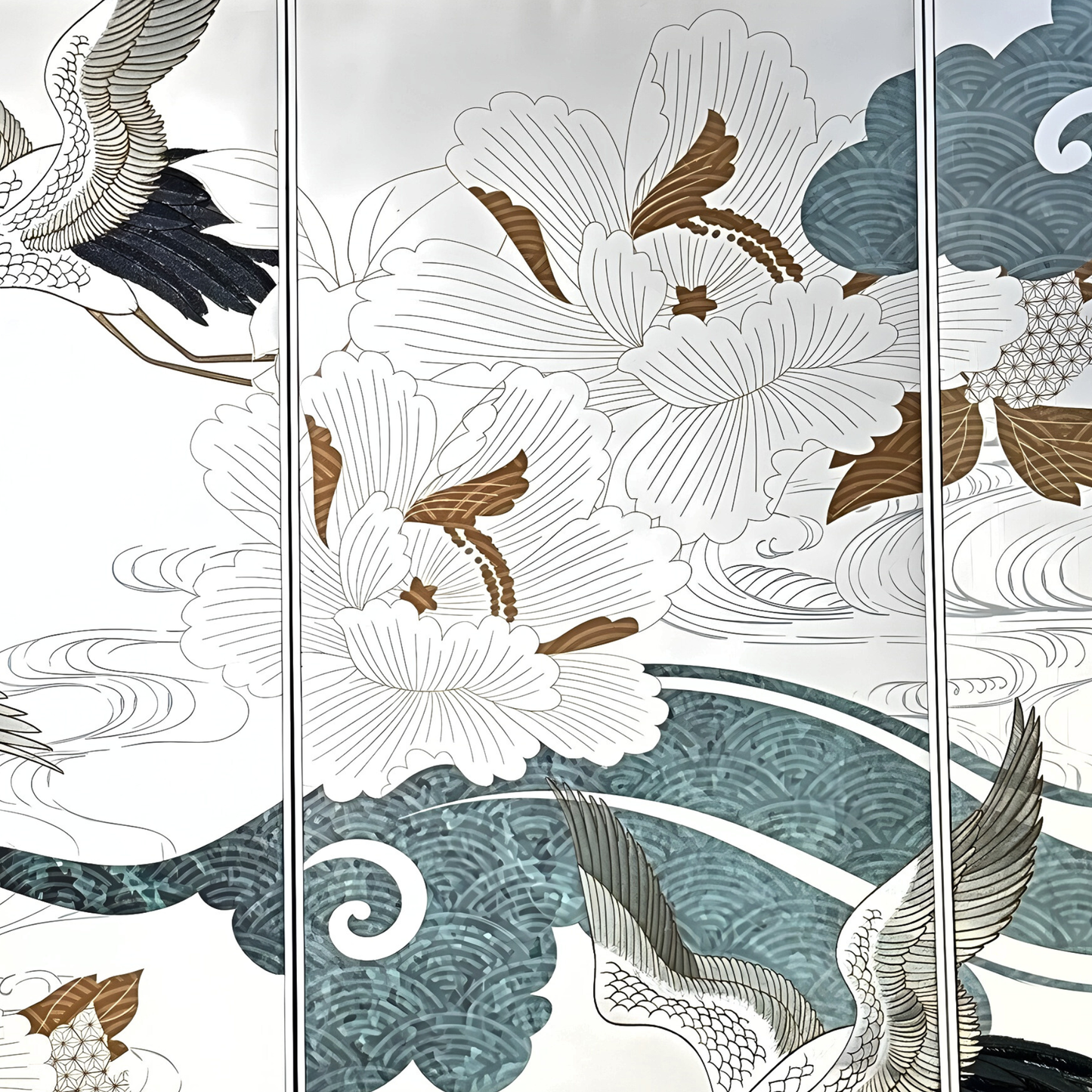 Skybound - Nature-inspired Embroidered Wall Art (Set of 4) ~ 7.5 ft x 4 ft