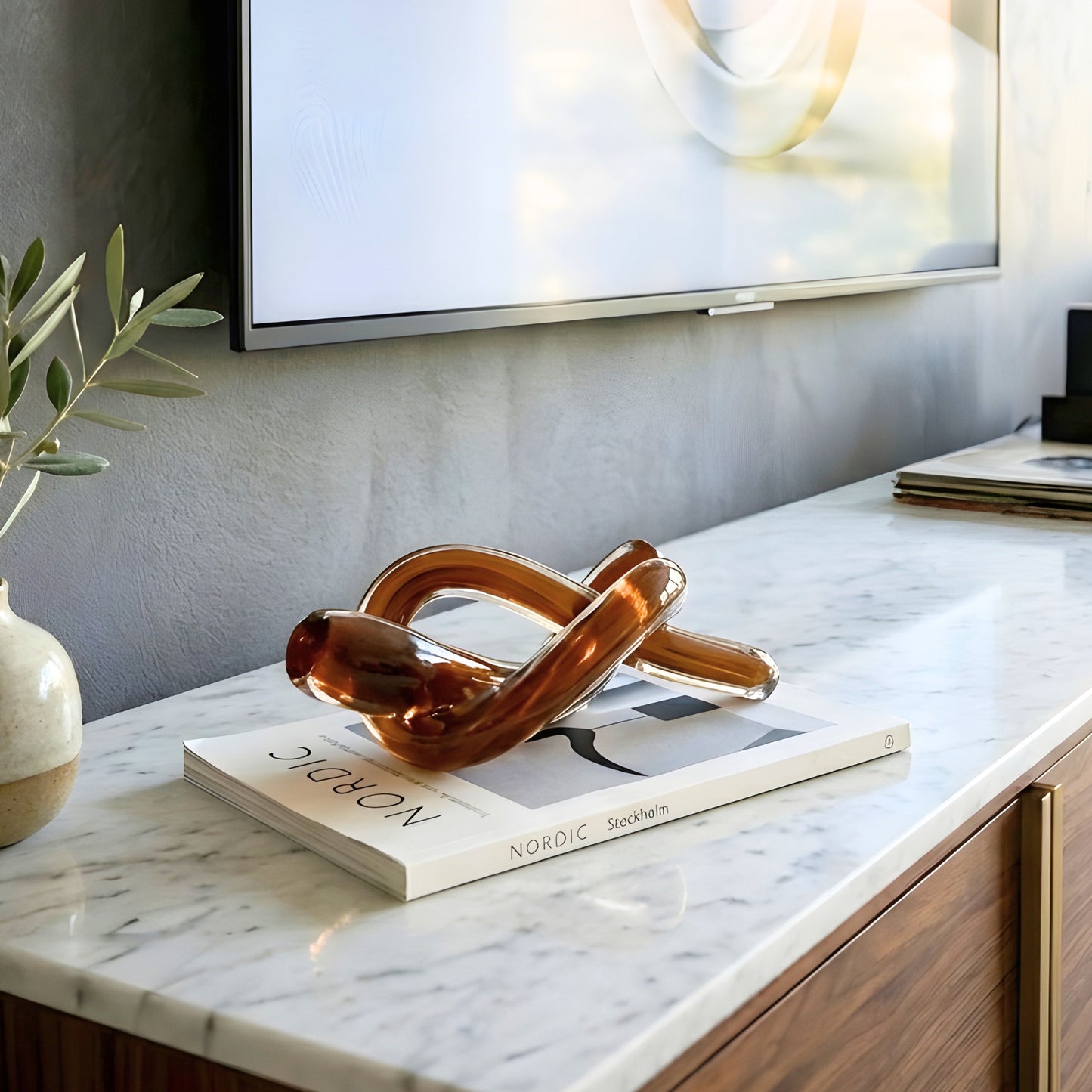 Infinity - Brown Glass Knot Showpiece