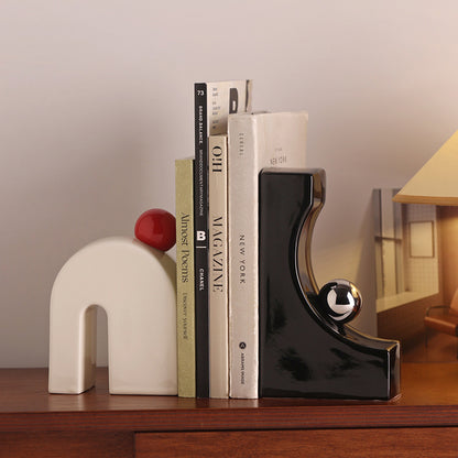 Bookend Bound by Motion Table Showpiece & Bookend - Black & White (Set of 2)