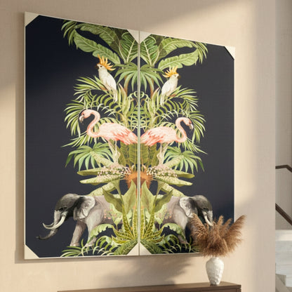 Tropical Paradise - Silk Print & Embroidered Wall Art ~ 7 feet