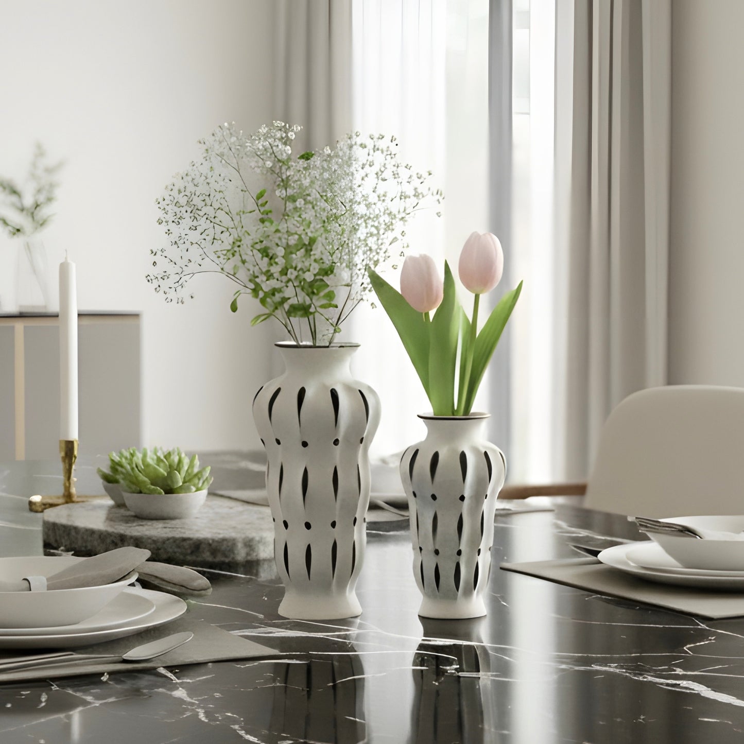 Vista - Black & White Ceramic Vases