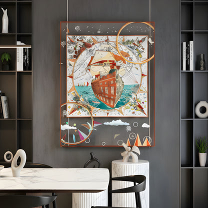 Odyssey – Ship inspired Premium Wall Art with Acrylic Frame ~ 4 ft x 3 ft