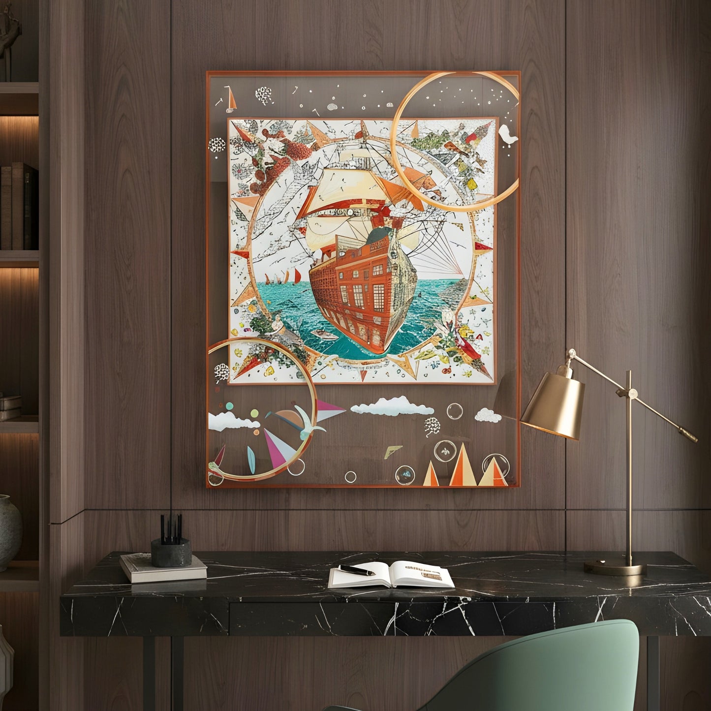 Odyssey – Ship inspired Premium Wall Art with Acrylic Frame ~ 4 ft x 3 ft