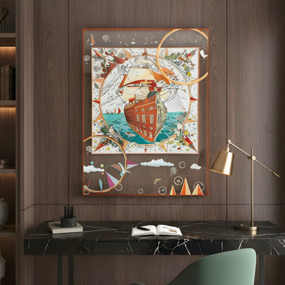 Odyssey – Ship inspired Premium Wall Art with Acrylic Frame ~ 4 ft x 3 ft