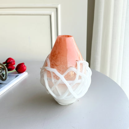 Entwine - Peach & White Glass Vase
