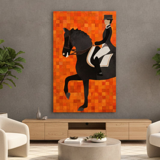 The Marshal - Horse & Rider Bovine Leather Wall Art ~ 5 feet