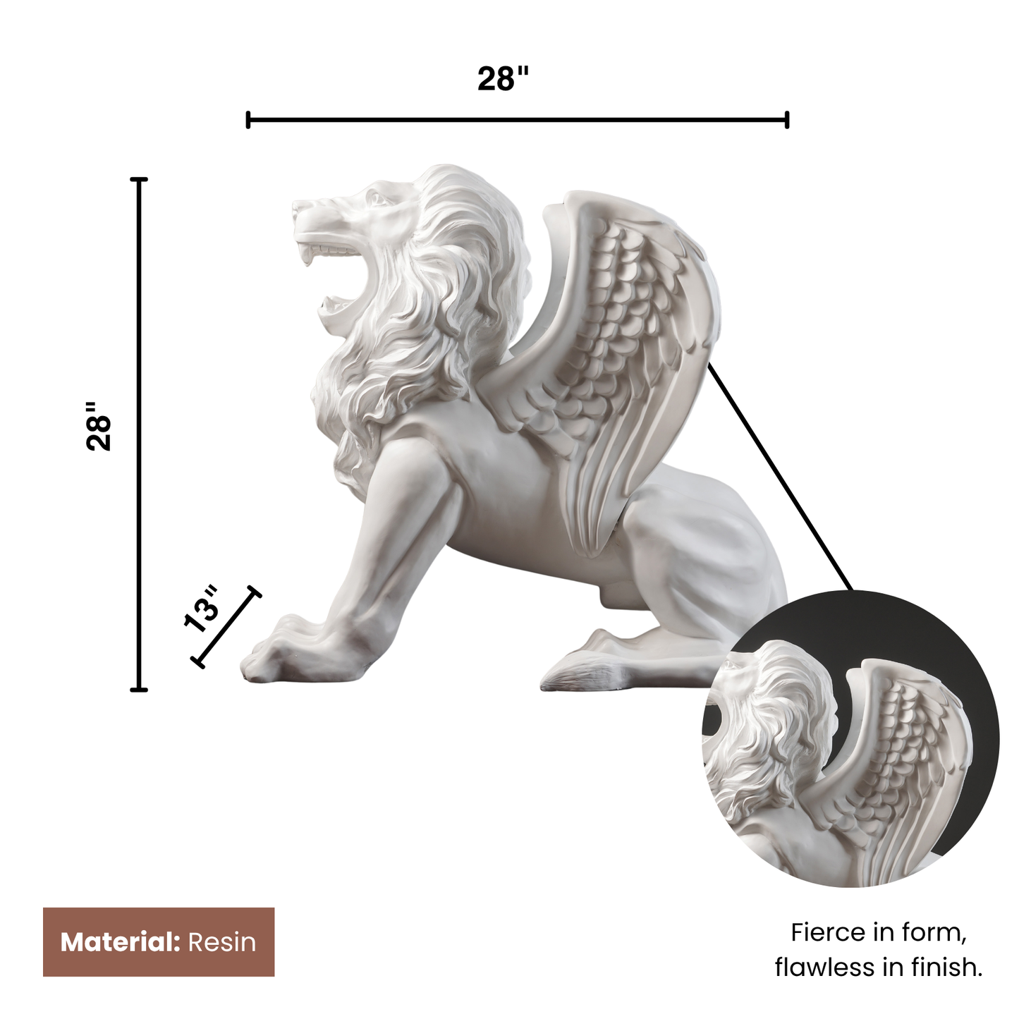The Blizzard Guardian: Roaring Lion Sculpture ~ 2.5 Feet