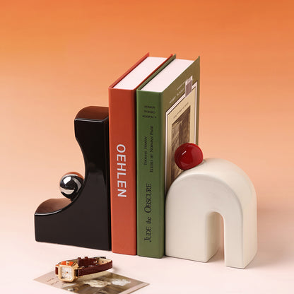 Bookend Bound by Motion Table Showpiece & Bookend - Black & White (Set of 2)