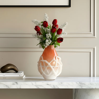 Entwine - Peach & White Glass Vase