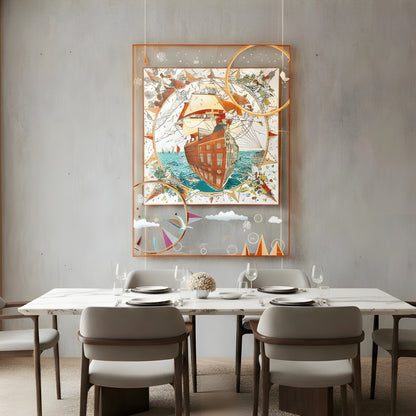 Odyssey – Ship inspired Premium Wall Art with Acrylic Frame ~ 4 ft x 3 ft