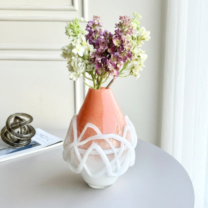 Entwine - Peach & White Glass Vase