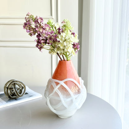 Entwine - Peach & White Glass Vase