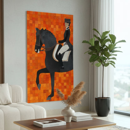 The Marshal - Horse & Rider Bovine Leather Wall Art ~ 5 feet