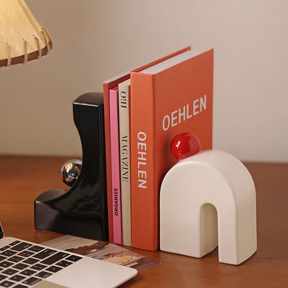 Bookend Bound by Motion Table Showpiece & Bookend - Black & White (Set of 2)