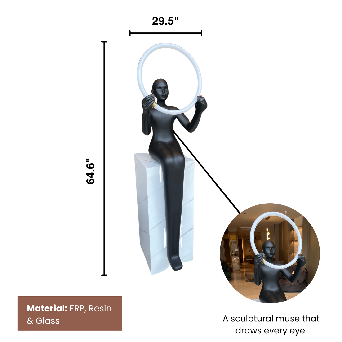 The Beauty of Inner Glow - Tall Human Sculpture and Floor Lamp - 5.4 Feet Tall
