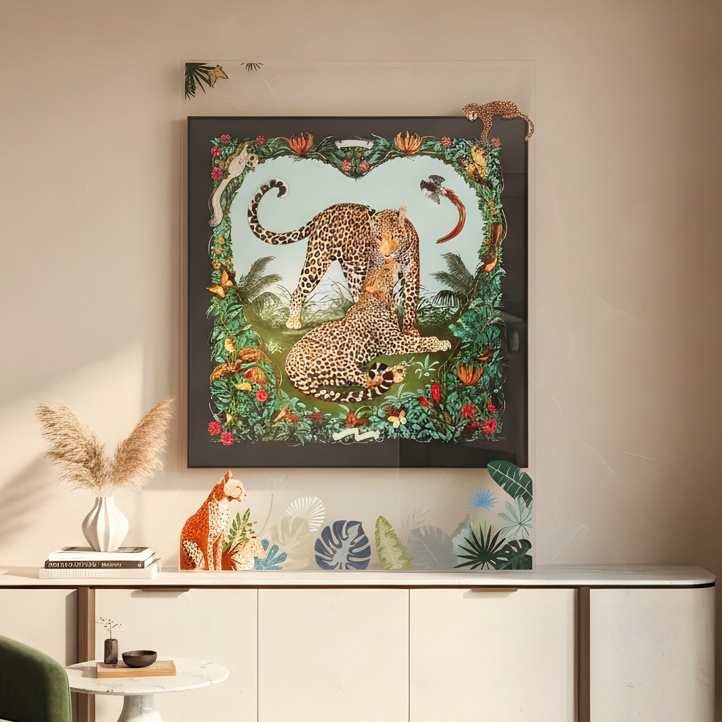 Untamed – Leopard themed Premium Wall Art with Acrylic Frame ~ 4 ft x 3 ft