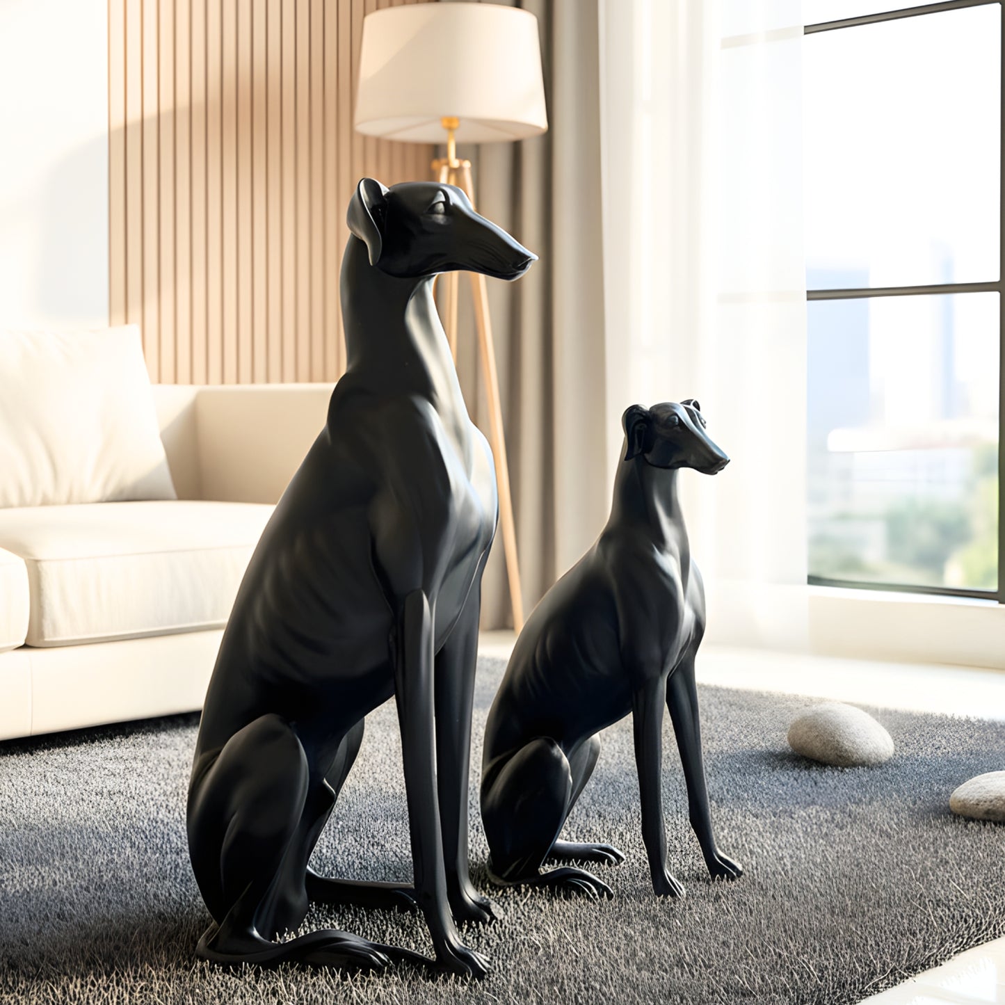 Shadow & Storm - Dog Floor Sculptures (Set of 2) ~ 2.5 feet Tall