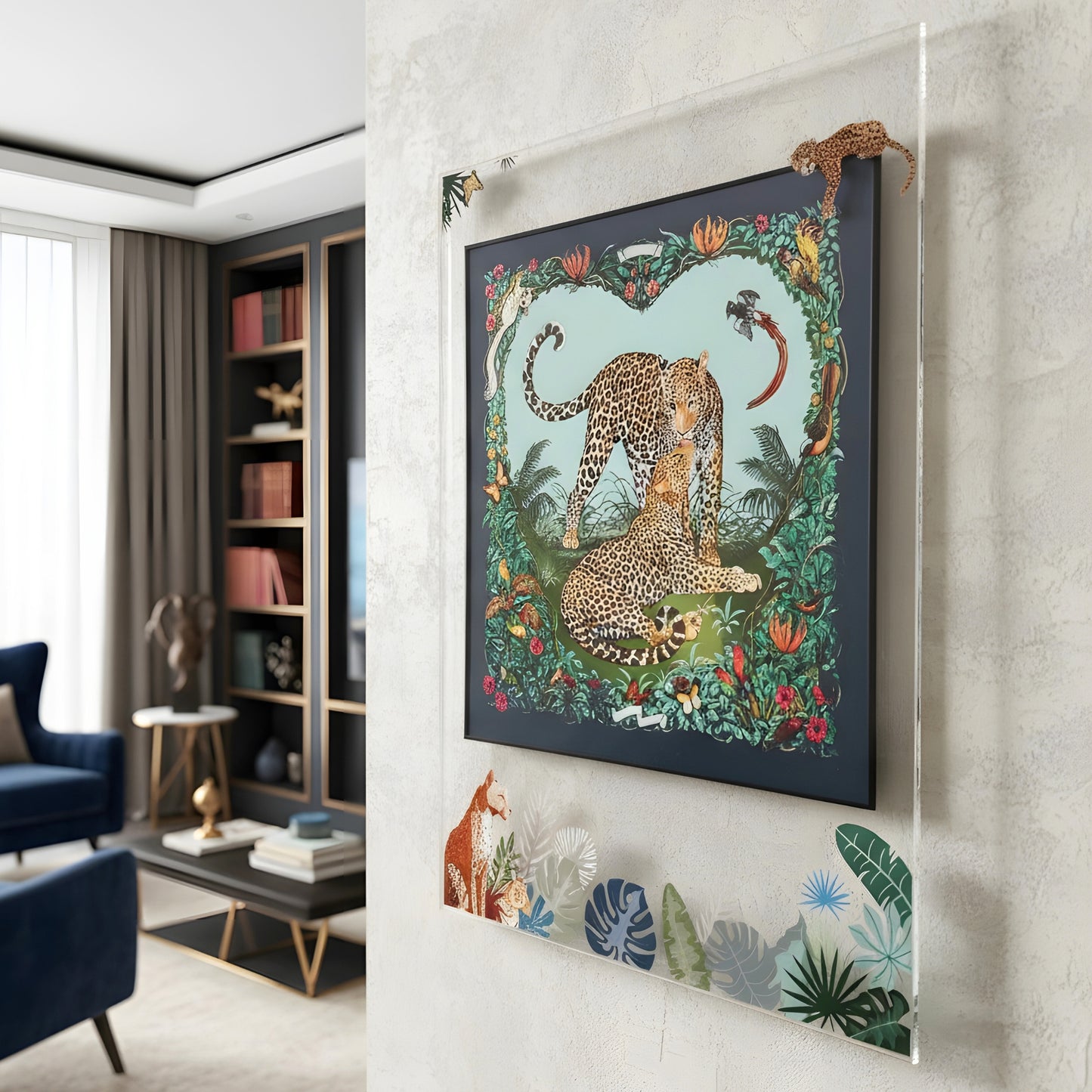 Untamed – Leopard themed Premium Wall Art with Acrylic Frame ~ 4 ft x 3 ft