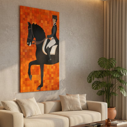 The Marshal - Horse & Rider Bovine Leather Wall Art ~ 5 feet