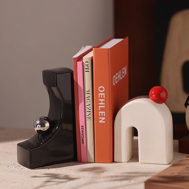 Bookend Bound by Motion Table Showpiece & Bookend - Black & White (Set of 2)
