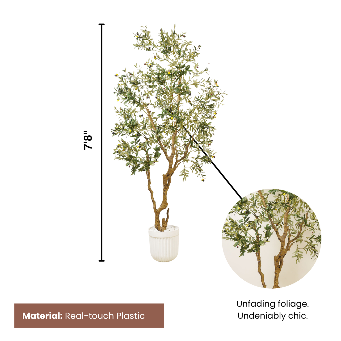 Mediterranean Serenity - 7.8 Feet Tall Olive Tree Artificial Plant