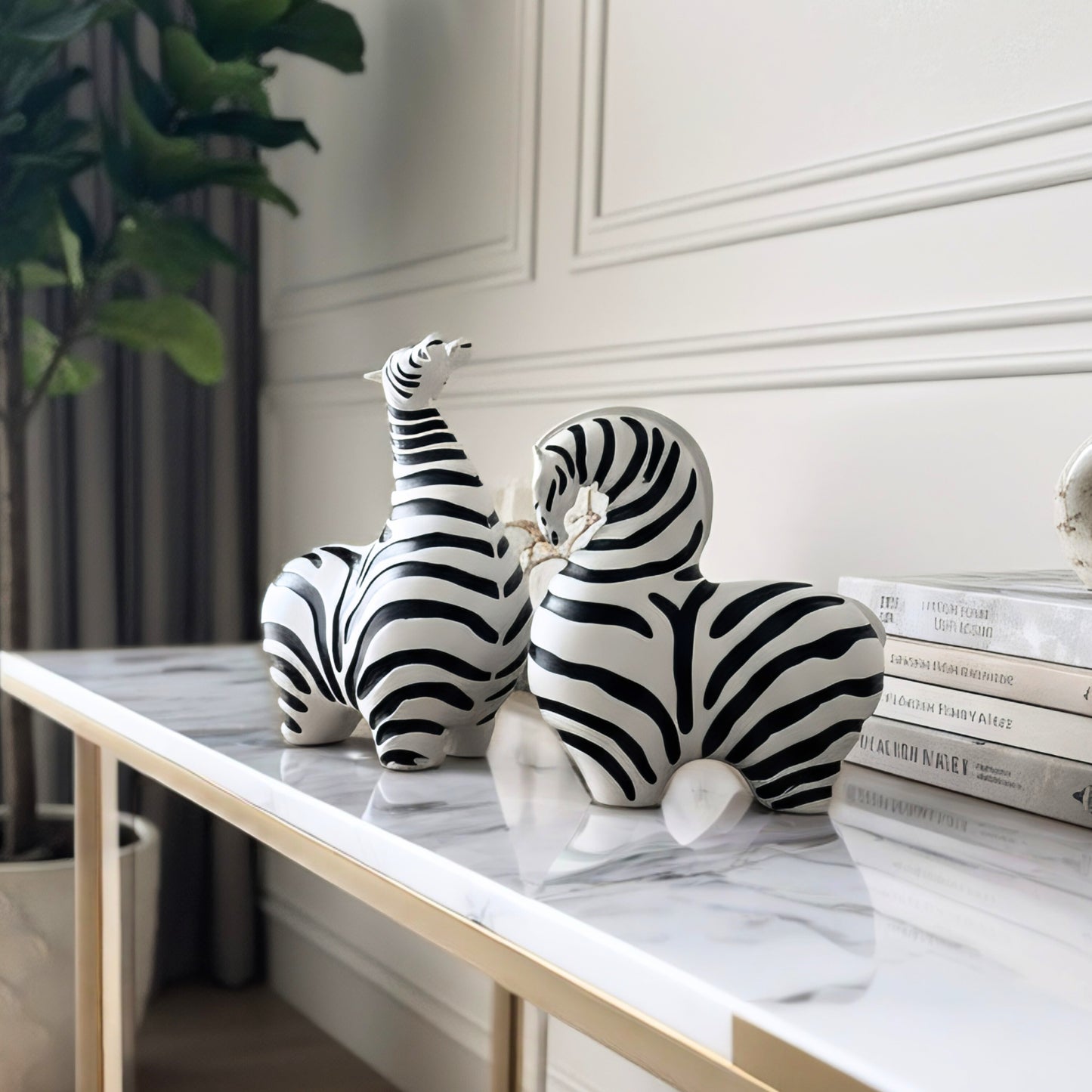 Monochrome - Abstract Zebra Showpieces (Set of 2)