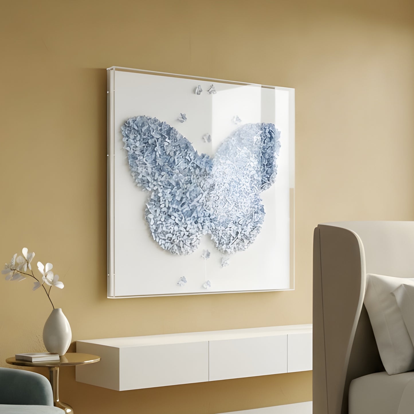Flutter – Butterfly inspired Premium Wall Art with Acrylic Frame ~ 3.5 ft x 3.5 ft