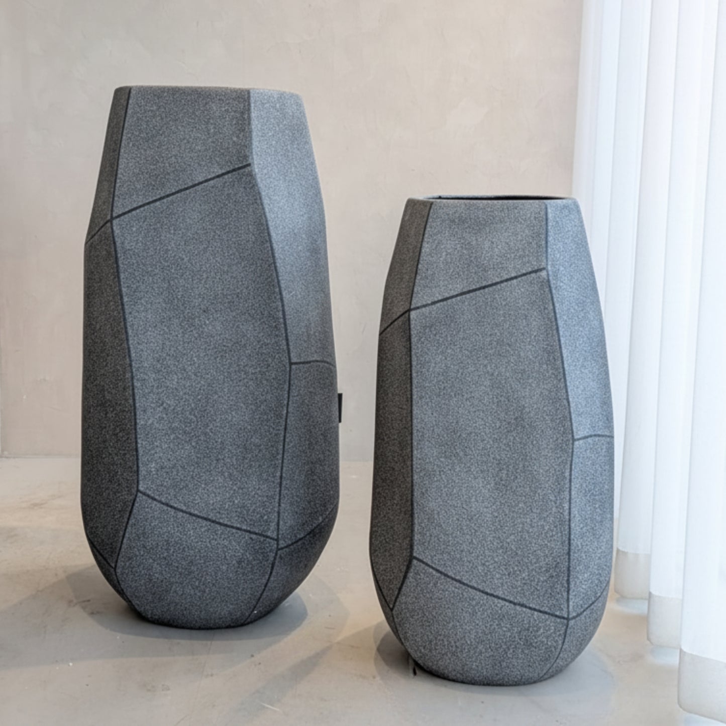 Terra ~ 4 ft & 3 ft Stone Finish Large Plant Pots