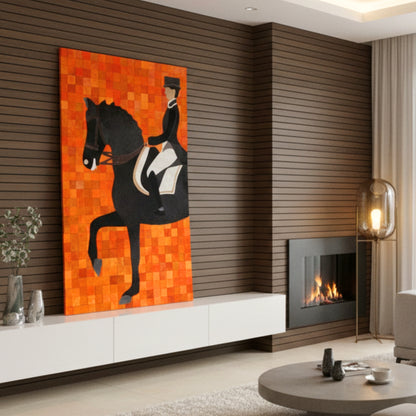 The Marshal - Horse & Rider Bovine Leather Wall Art ~ 5 feet