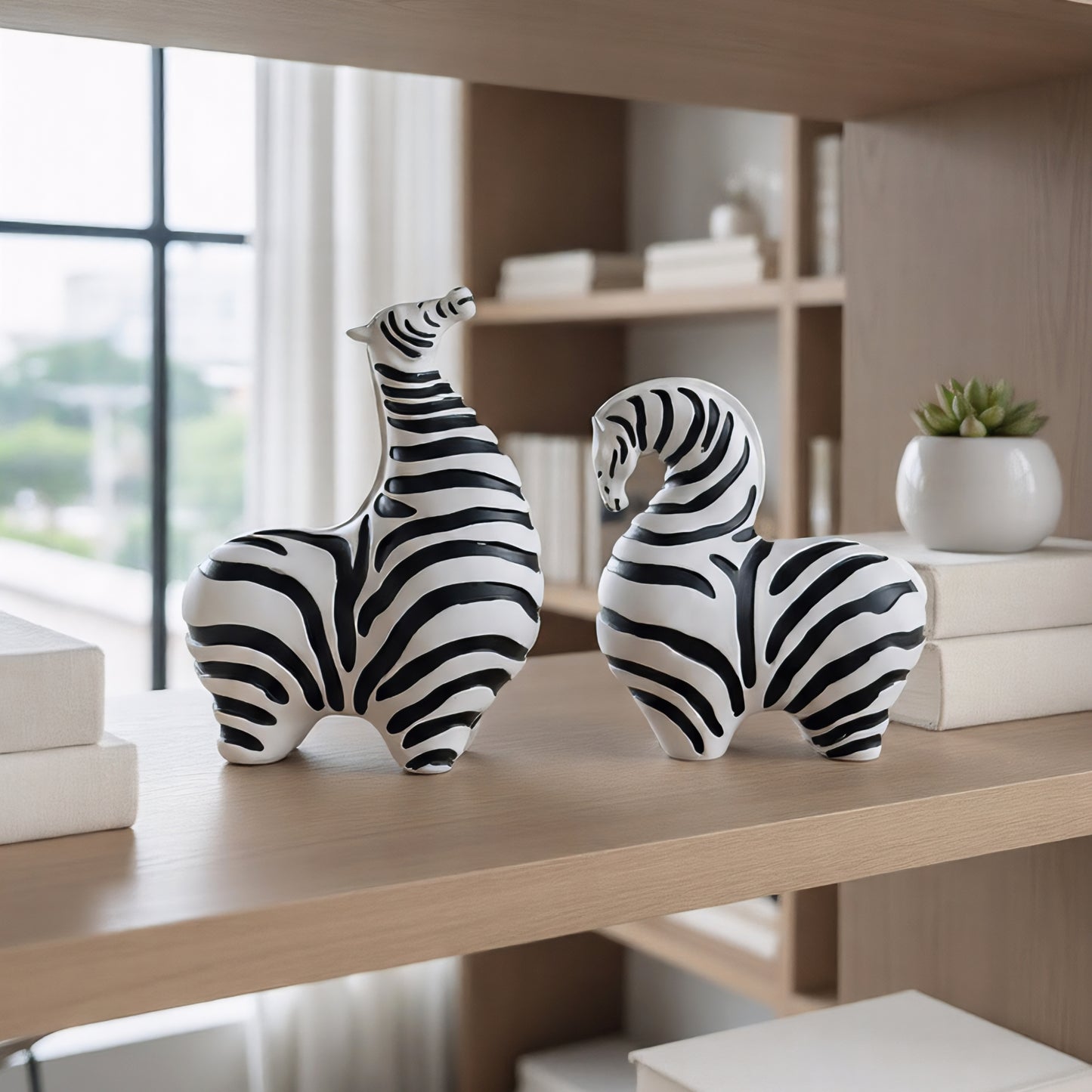 Monochrome - Abstract Zebra Showpieces (Set of 2)
