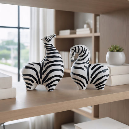 Monochrome - Abstract Zebra Showpieces (Set of 2)
