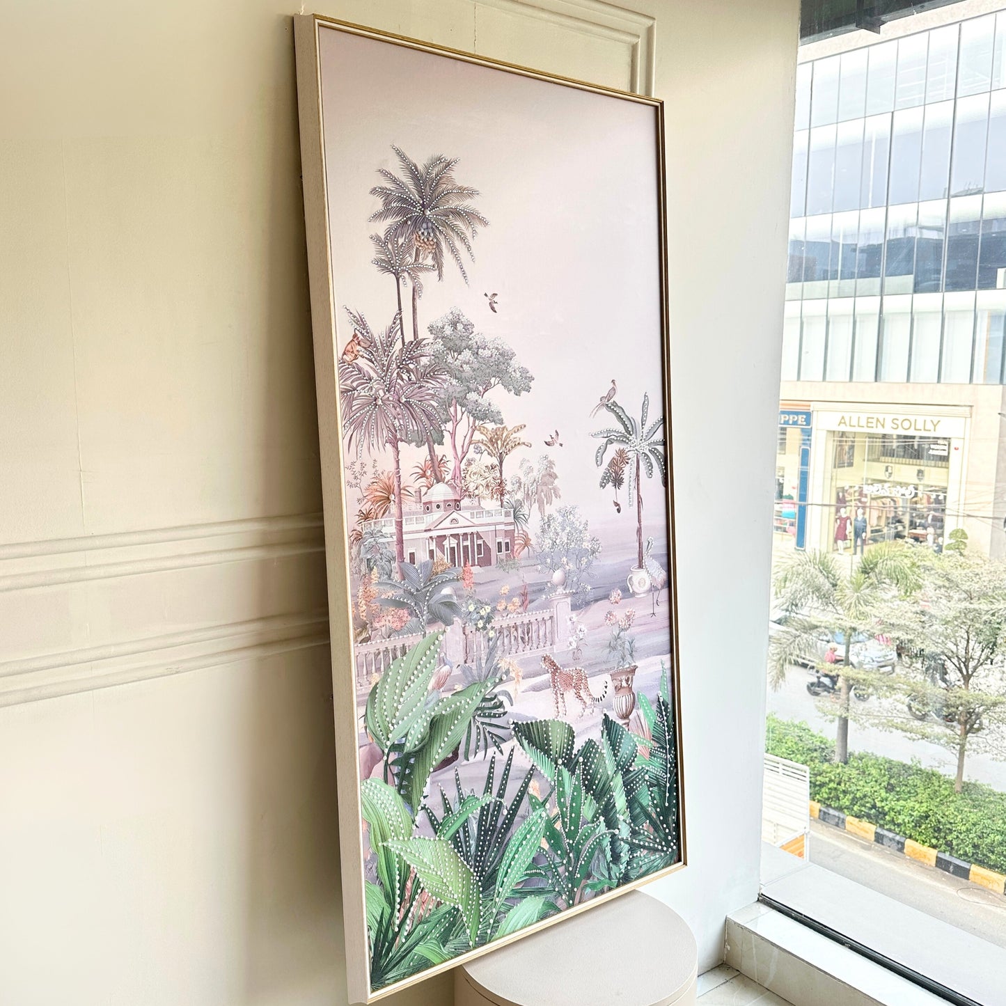 Vantara – Natural Silk Textured Art with Diamond & Pearl Detailing ~ 5.5 ft x 3 ft