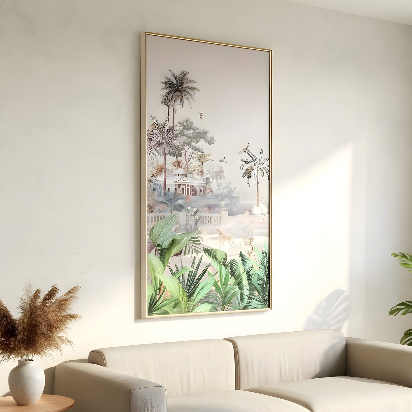 Vantara – Natural Silk Textured Art with Diamond & Pearl Detailing ~ 5.5 ft x 3 ft