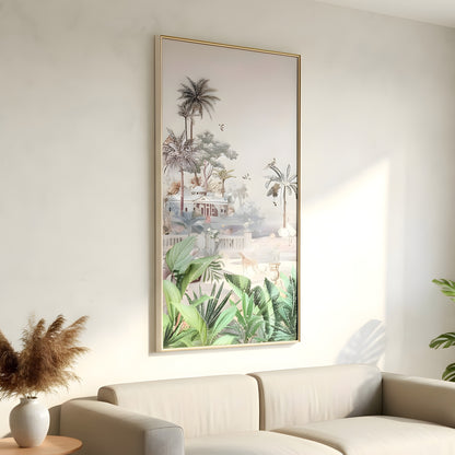 Vantara – Natural Silk Textured Art with Diamond & Pearl Detailing ~ 5.5 ft x 3 ft