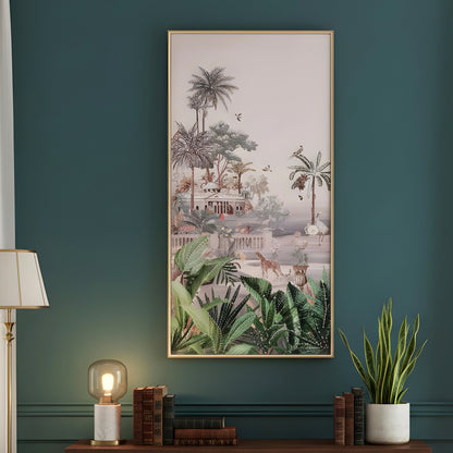 Vantara – Natural Silk Textured Art with Diamond & Pearl Detailing ~ 5.5 ft x 3 ft