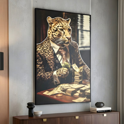 Poker Face - Leopard themed LED Wall Art ~ 3 ft x 4 ft