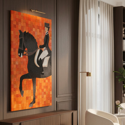 The Marshal - Horse & Rider Bovine Leather Wall Art ~ 5 feet