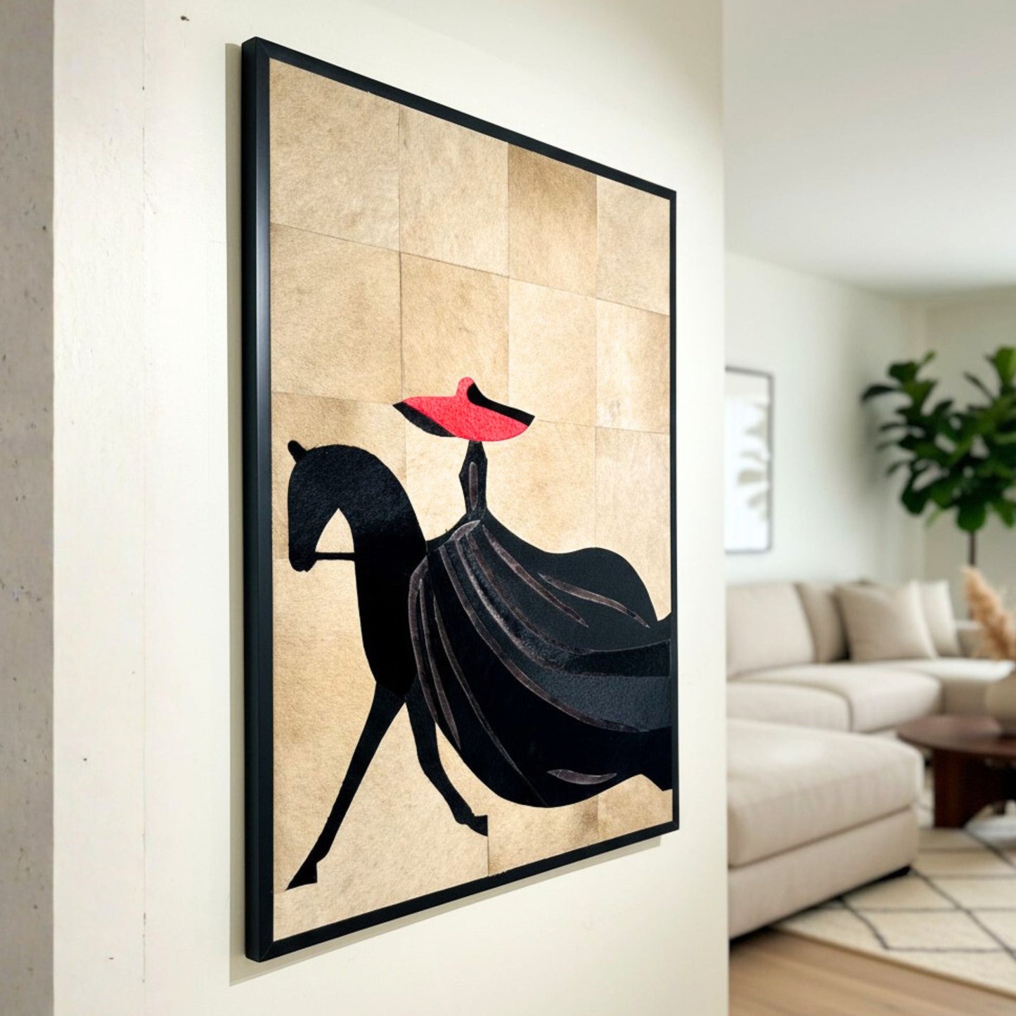 Diana - Bovine Leather Wall Art ~ 4.5 ft x 3 ft