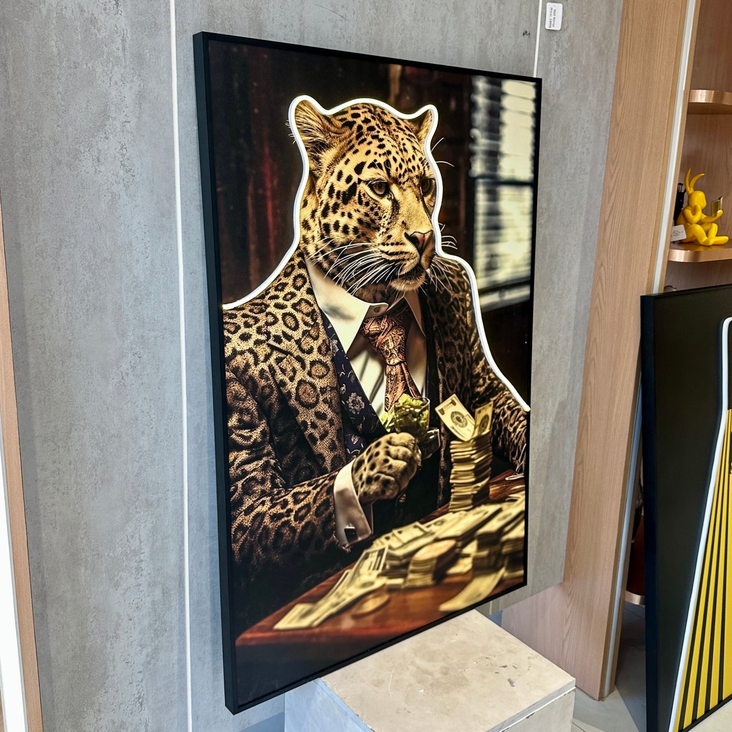 Poker Face - Leopard themed LED Wall Art ~ 3 ft x 4 ft