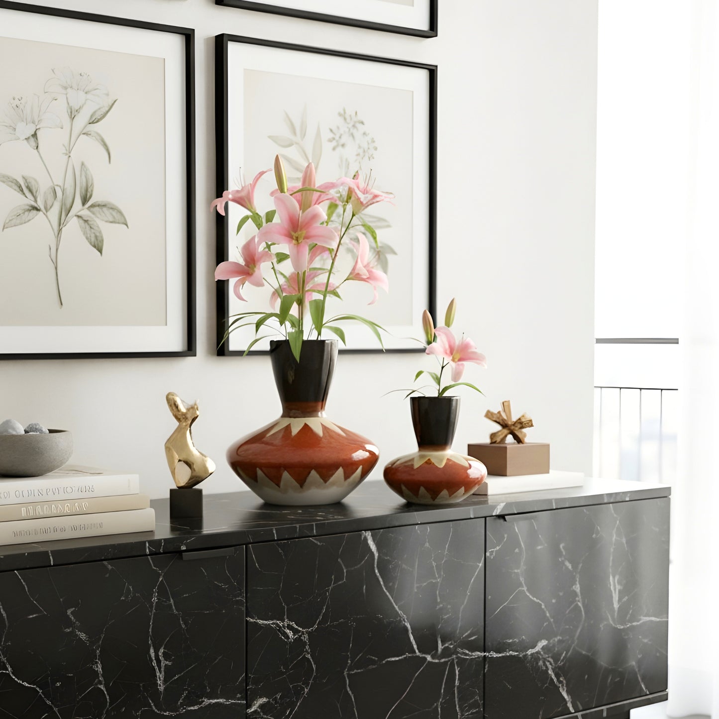 Sienna - Red & Black Ceramic Vases