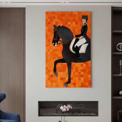 The Marshal - Horse & Rider Bovine Leather Wall Art ~ 5 feet