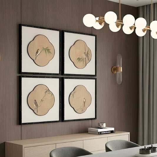 Perched - Bird Themed Textured Wall Art (Set of 4)